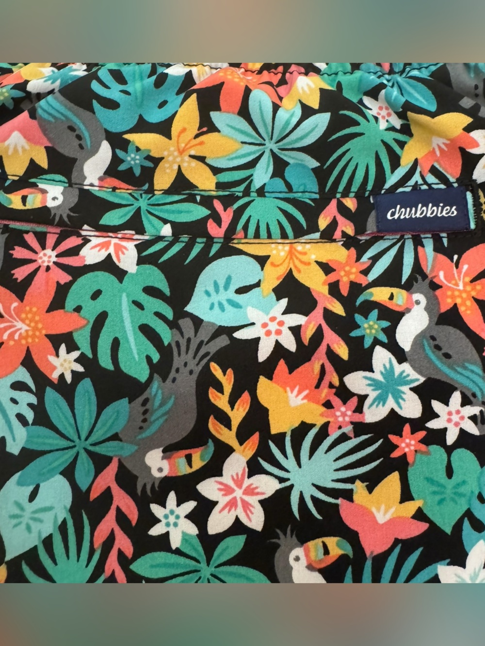Chubbies Swim Trunks Mens Large Tropical Parrot Elastic Waist Vacation Shorts - Picture 6 of 11